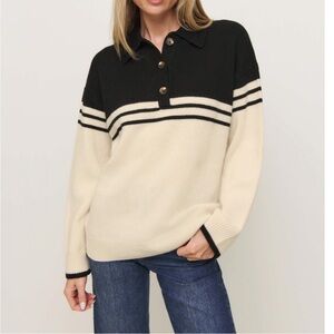 Reformation Black and Cream Women's Sweater
